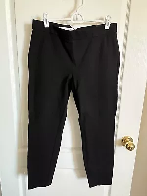 J Crew Pixie Black Pants L Zips In Back Flaw Missing Hook • $14.99