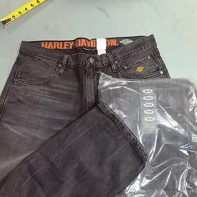 New HARLEY-DAVIDSON Modern Straight Fit Black Denim Jeans 32x 34 New!! • $30