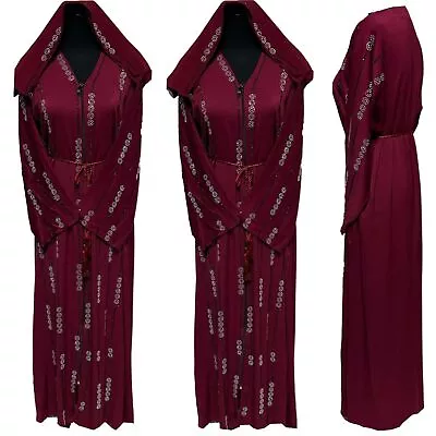 Modest Women Abaya Farasha Jalabiya Arab Dress With Stone Works • £42.99