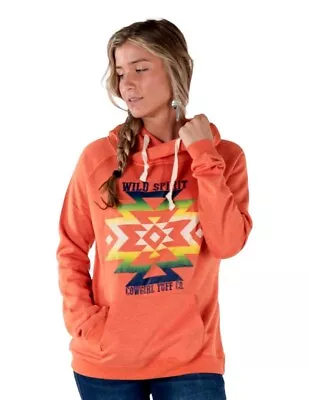 Cowgirl Tuff Western Sweatshirt Womens Wild Spirit Tangerine SIG2219 • $59.94