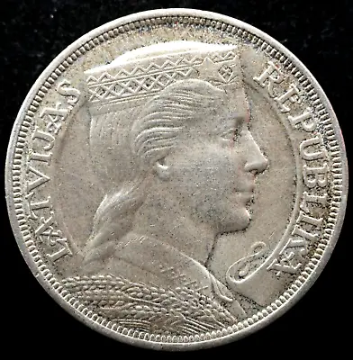 Kappyscoins G7051 Latvia Silver  1932  5 Lati  Ch Au / Unc • $69.99