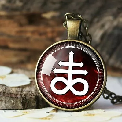 Leviathan Sigil Of Sulfer Inverted Cross Satanic Black And Red Necklace Pendant • £13.62