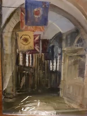 Jean Sandham Colours Of The Gloucester Regiment/cathedral Oil On Canvas Painting • £20