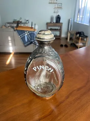 Haig’s Pinch Style Whiskey Bottle Decanter .925 Sterling Silver Floral Overlay • $150