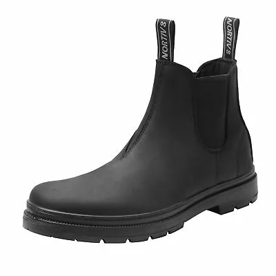 Men's Slip On Chelsea Boots Leather Motorcycle Combat Work Comfortable Shoes • $27.99
