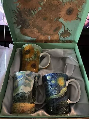 McIntosh Vincent Van Gogh Classic Fine Bone China Coffee Tea Cups Mugs Set Of 3 • $39