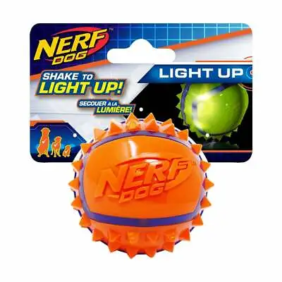 Nerf Dog Toy LED Light Up Spike Fetch Ball | Durable Rubber & Bright Colour • £5.39