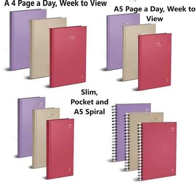 2024 - A4 A5 A6 Pocket Diary A4 Week To View Desk Diary Hard Backed Diary • £4.48