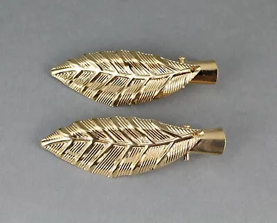 2 Gold Leaf Hair Clip Leaves Metal Alligator Gator Hair Claw Set 2 Barrettes • $5.21