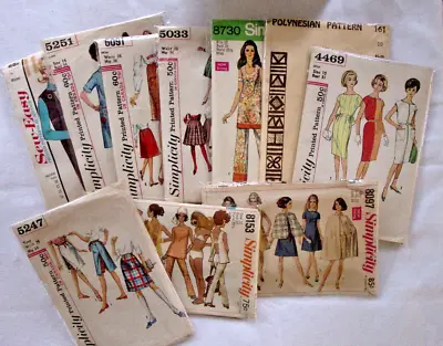 Lot Of 10 1960s Vintage SEWING PATTERNS Lot E5 Bathing Suit Cape Polynesian Gown • $35