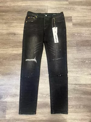 Black New Purple Brand Men's Personality Fashion Ripped Jeans Size 36 • $130