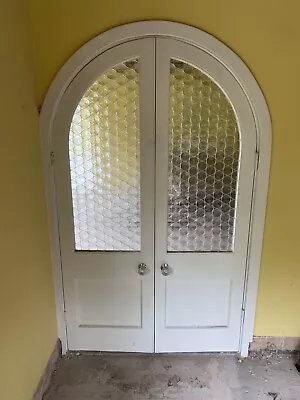 Pair Of Glazed Internal White Arch Doors • £150