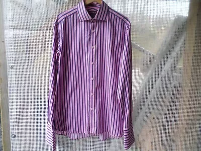 M&S Sartorial Timothy Everest Slim Fit Pink & Purple Striped Cotton Shirt 16.5  • £11.99