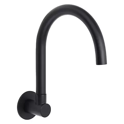 Matte Black Round Spout Basin Vanity Faucet Wall Mounted Sink Tap Water Outlet • $55