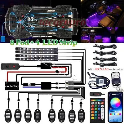 12x RGB LED Pods Rock Light Kit Underbody Glow Neon Lamp Bluetooth Music Control • $66.35