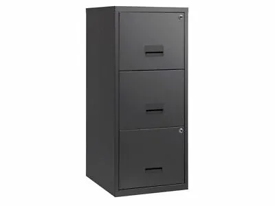 3 Drawer Pierre Henry All Black Lockable Filing Cabinet A4 - Quality Steel Metal • £102.99