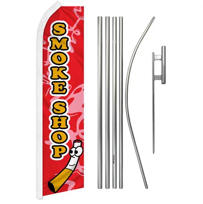 Smoke Shop Swooper Flutter Feather Advertising Flag Pole Kit Vape Shop Red • $69.95