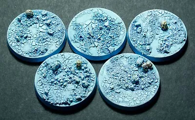 40mm X 5 Ice Bases Warhammer 40k AOS Kill Team Space Wolves Resin Unpainted • £4.99