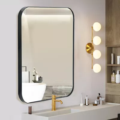 £22.95 • Buy Black Rectangle Metal Framed Mirror Glass Wall Mounted Vanity Bathroom Bedroom