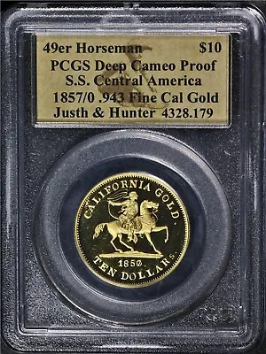 1857/0 Gold $10 49er Horseman / S.S. Central America Shipwreck / PCGS DPL Proof • $1849