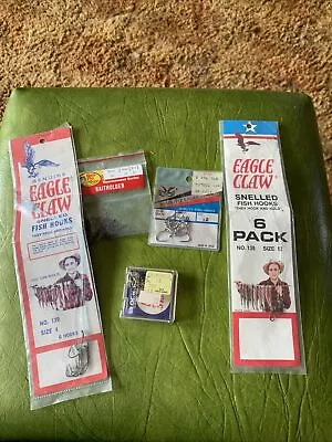 Eagle Claw Bass Pro Shops Maruto Vintage Hooks Salmon Snells Sears Eagle Wave • $16