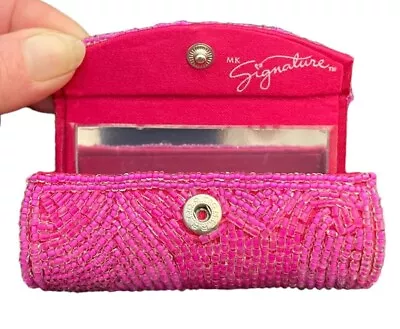 Mary Kay MK Signature Beaded Pink Lipstick Case Holder With Mirror Snap • $13.99