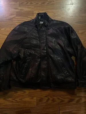 Mens Size Large Vintage G-111 Leather Jacket Bomber Biker Motorcycle Jacket • $49.99