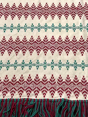 Handmade Swedish Weaving Afghan Throw Blanket 42 X 72 Monks Cloth Vtg Decor • $42.90