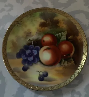 Meito China Hand Painted  Signed Fruit China Gilt Plate 8.5” • £15