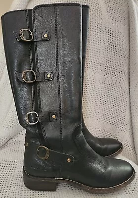 Kickers Women's Leather Boots Black Size 6.5 Very Good Condition • $50