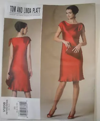 Vogue Pattern V1208  Platt Pullover Dress W/Shoulder Bow & Knot Size 6-12 • $8.99