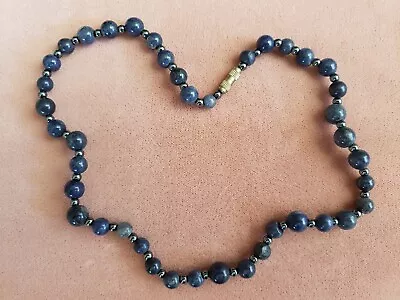 GENUINE STONE NECKLACE 17 INCHES LONG HAND-MADE 7-8 Mm BLUE NATURAL • $9.99