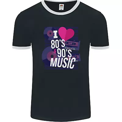 I Love 80s 90s Music Pop Rock Acid House Mens Ringer T-Shirt FotL • £8.99