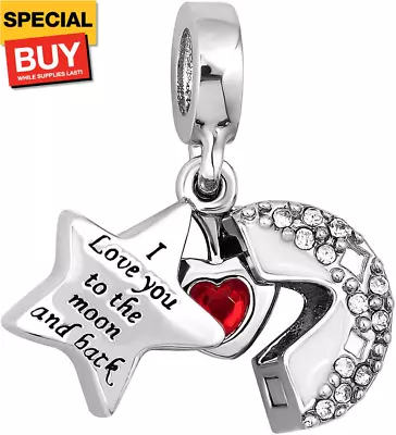 Heart I Love You To The Moon And Back Charm Beads For Bracelets • $15.99