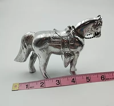 Vintage Cast Pot Metal Horse Sculpture Statue Color Silver Made In The USA Decor • $19.97