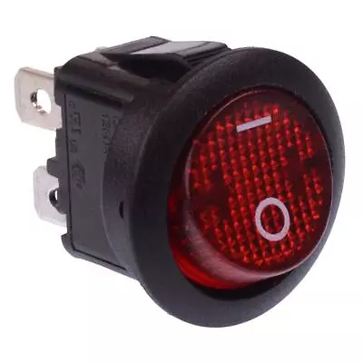 Red On-Off 230V Illuminated Round Rocker Switch DPST 10A • £2.49