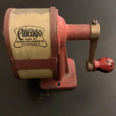 Vintage Antique CHICAGO Pencil Sharpener By AUTOMATIC PENCIL SHARPENER CO USA • $25