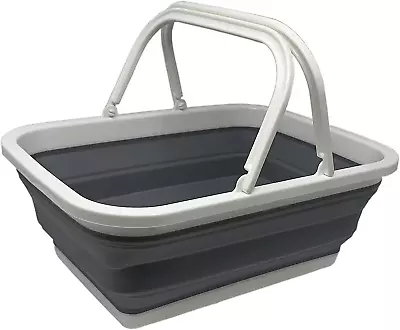 Collapsible Basket Bowl Compact Sturdy Silicon Folding Basin With Rim Handle • £10.12