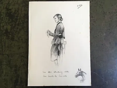 Vintage 'She Was Standing With Her Hack To Hounds' Book Print By K.F Barker 1934 • £18