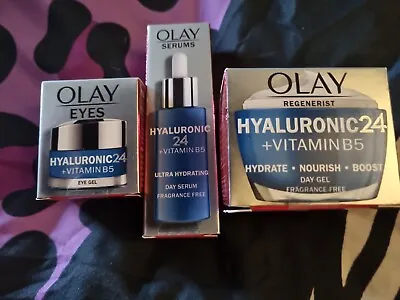 Olay Regenerist Hyaluronic 24+Vitamin B5 Moisturiser Serum + Eye Gel.RRP£114 • £27.99