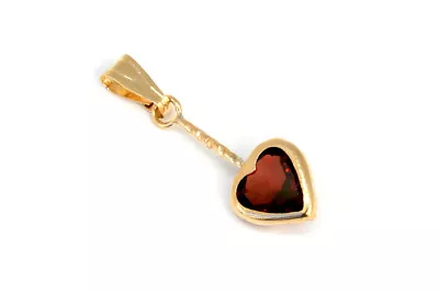 9ct Gold Garnet Heart Necklace Pendant No Chain Gift Boxed Made In UK • £21.99