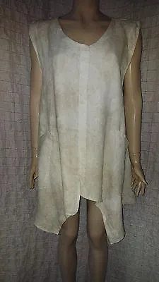 La Bass 100% Linen Bicolore Spotty Funky Asymmetrical Tunic Dress Size 2 XL • $60.92