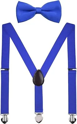 $2.99 • Buy Boys Suspenders Bow Tie Set Adjustable Strong Clips