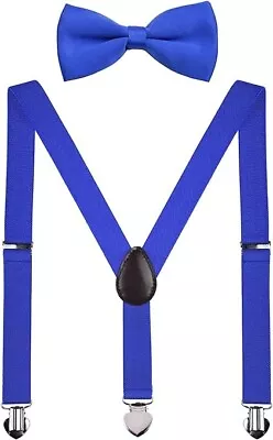 $2.99 • Buy Boys Suspenders Bow Tie Set Adjustable Strong Clips