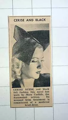 £5 • Buy 1939 Novel Hat Worn By Mary Carlisle Paramount Actress Mediaeval Head Dress