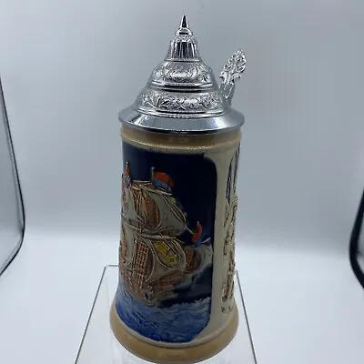 Beer Stein Reinhold Merkelbach RM 4011 Lidded DBGM Ship Animals Western Germany • $29.99