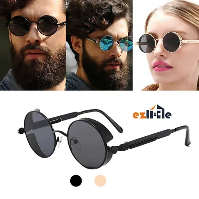 $10.79 • Buy Round Polarized Vintage Steampunk Sunglasses Retro Sun Glasses For Men Women New