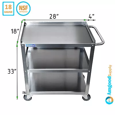 AmGood Stainless Steel Utility Cart | 18  Wide X 32 Long X 33  High | 3 Shelf • $184.95