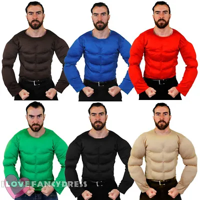 £14.99 • Buy Mens Padded Muscle Chest Top Strongman Shirt Tv Movie Army Fancy Dress Costume 