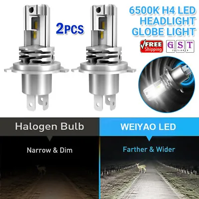 H4 Headlight Globe Light LED 6500K High Low Beam Bulbs Kit White 20000LM 1 PAIR • $24.80